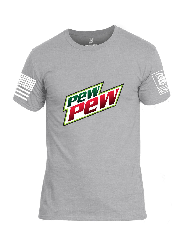 Battleraddle Pew Pew White Sleeves Men Cotton Crew Neck T-Shirt