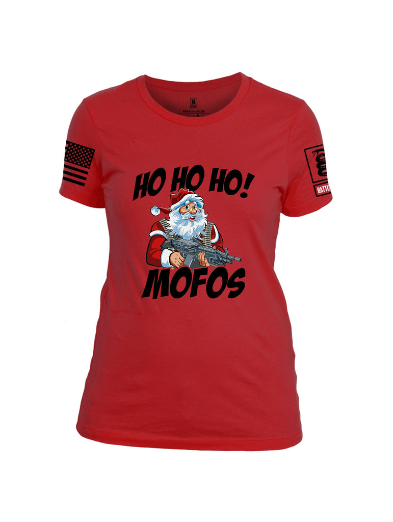 Battleraddle Hohoho Mofos  Black Sleeves Women Cotton Crew Neck T-Shirt