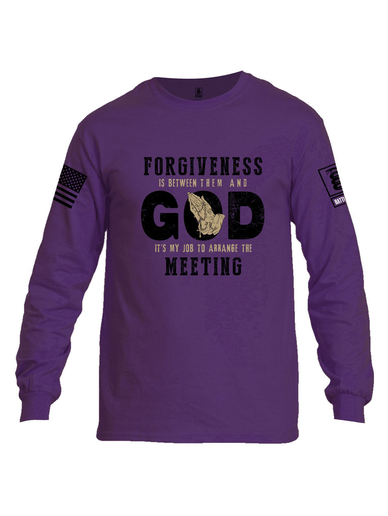 Battleraddle Forgiveness Is Between Them  Black Sleeves Men Cotton Crew Neck Long Sleeve T Shirt