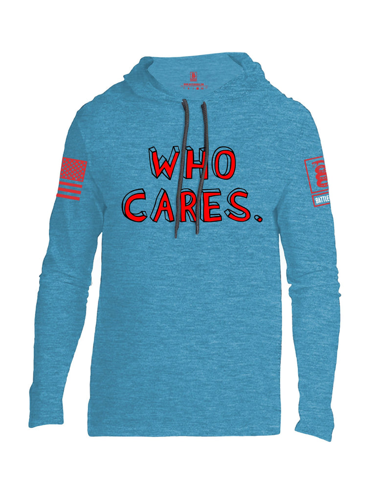 Battleraddle Who Cares Red Sleeves Men Cotton Thin Cotton Lightweight Hoodie