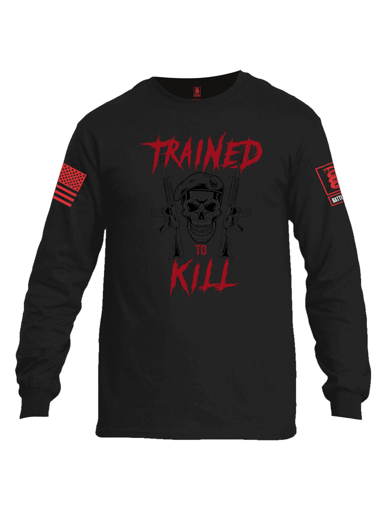 Battleraddle Trained To Kill  Red Sleeves Men Cotton Crew Neck Long Sleeve T Shirt