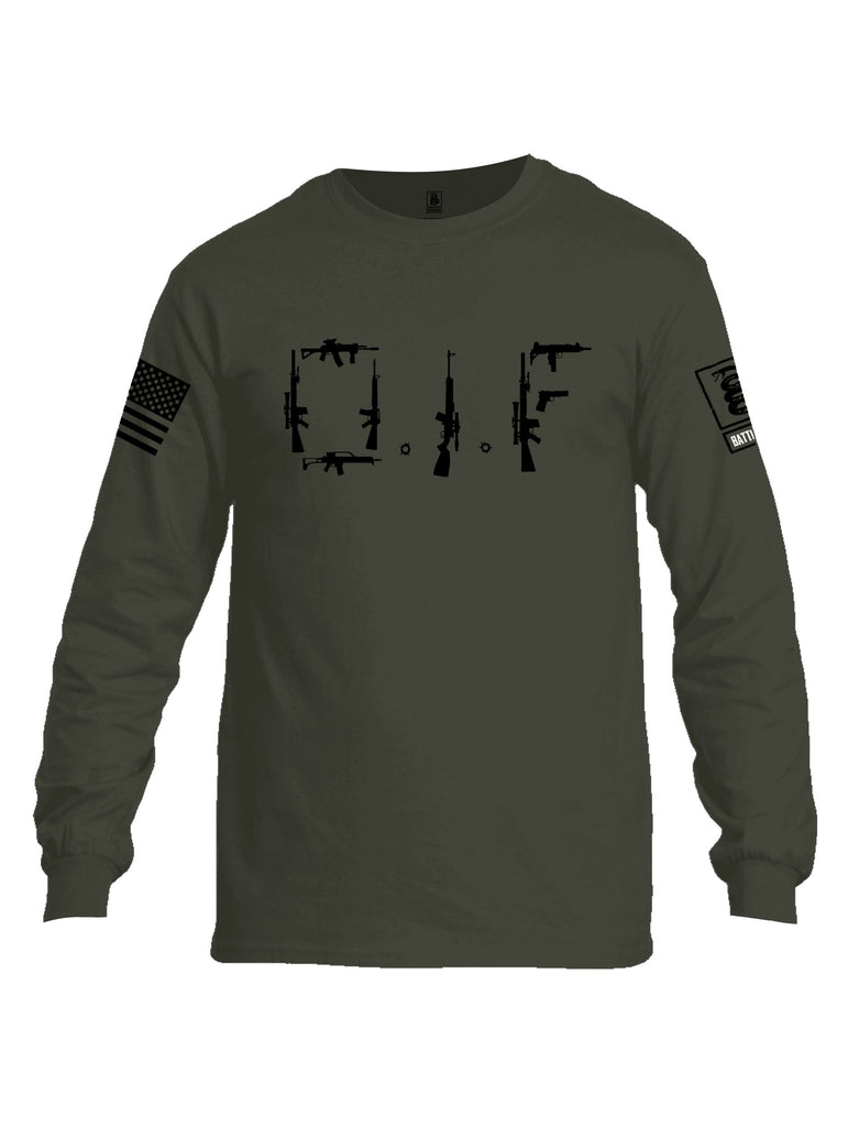 Battleraddle Oif Rifle Black Sleeves Men Cotton Crew Neck Long Sleeve T Shirt