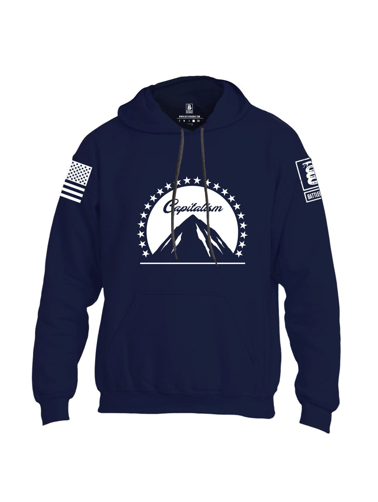 Battleraddle Capitalism White Sleeves Uni Cotton Blended Hoodie With Pockets
