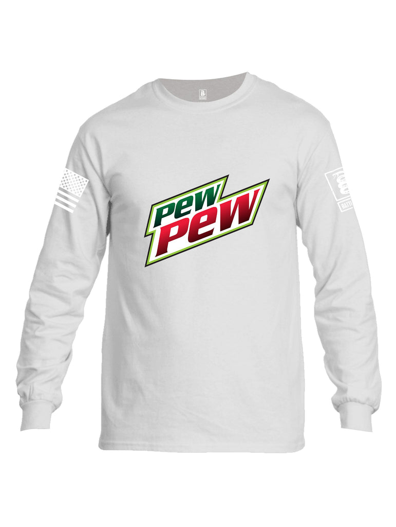 Battleraddle Pew Pew White Sleeves Men Cotton Crew Neck Long Sleeve T Shirt