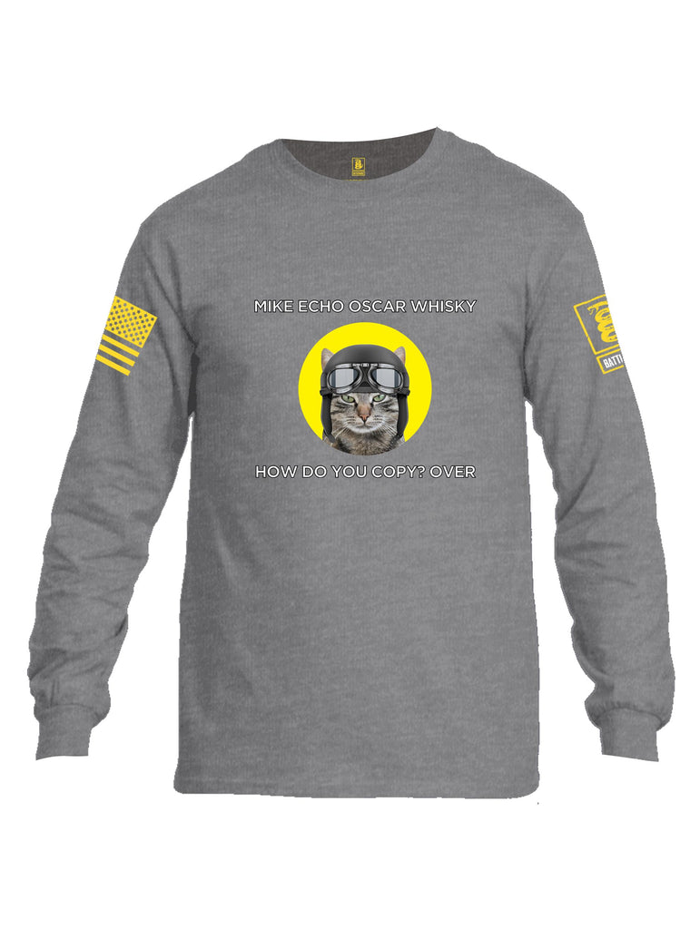 Battleraddle Mike Echo Oscar Whisky Yellow Sleeves Men Cotton Crew Neck Long Sleeve T Shirt