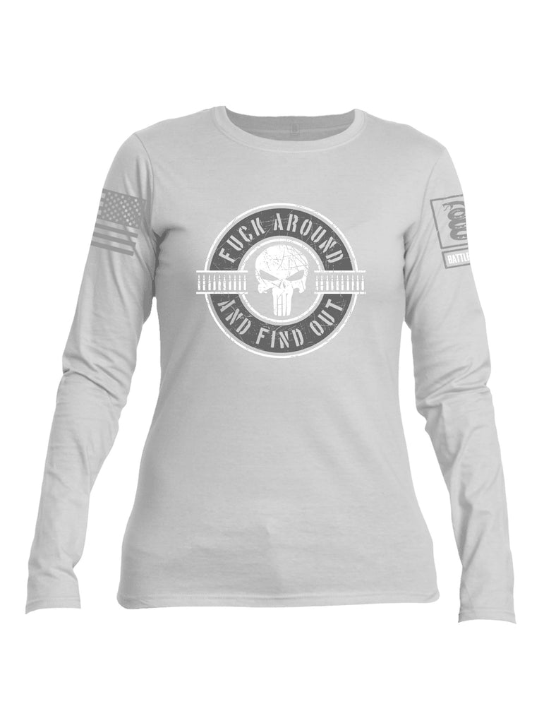 Battleraddle Faafo Punisher Grey Sleeves Women Cotton Crew Neck Long Sleeve T Shirt