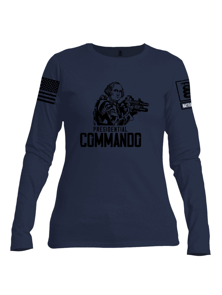 Battleraddle Presidential Commando Black Sleeves Women Cotton Crew Neck Long Sleeve T Shirt