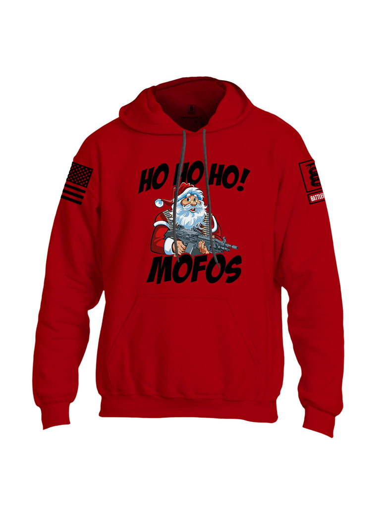 Battleraddle Hohoho Mofos  Black Sleeves Uni Cotton Blended Hoodie With Pockets