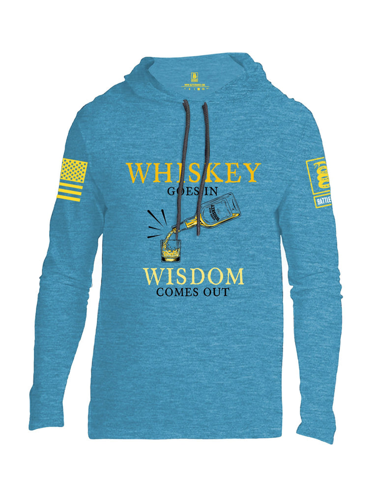 Battleraddle Whiskey Goes In Wisdom Comes Out Yellow Sleeves Men Cotton Thin Cotton Lightweight Hoodie