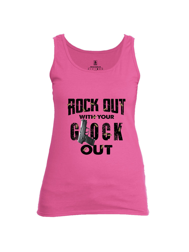 Battleraddle Rock Out With Your Glock Out Black Sleeves Women Cotton Cotton Tank Top
