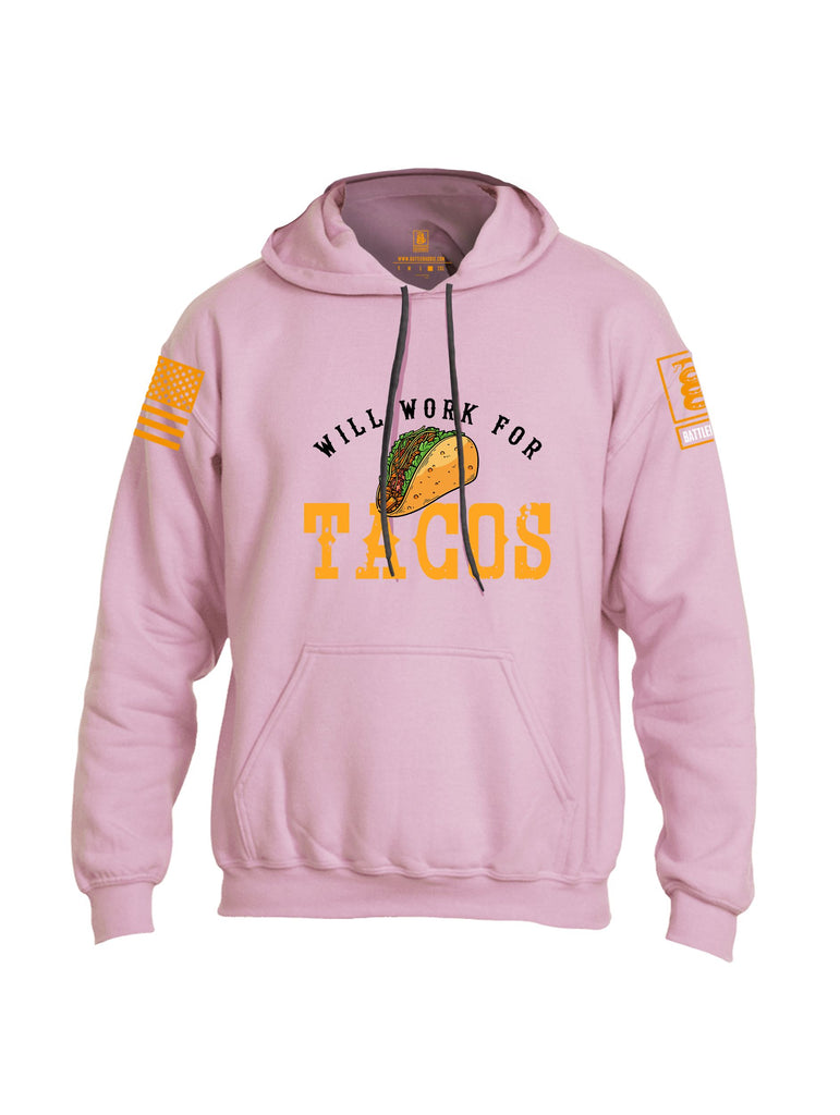 Battleraddle Will Work For Tacos Orange Sleeves Uni Cotton Blended Hoodie With Pockets