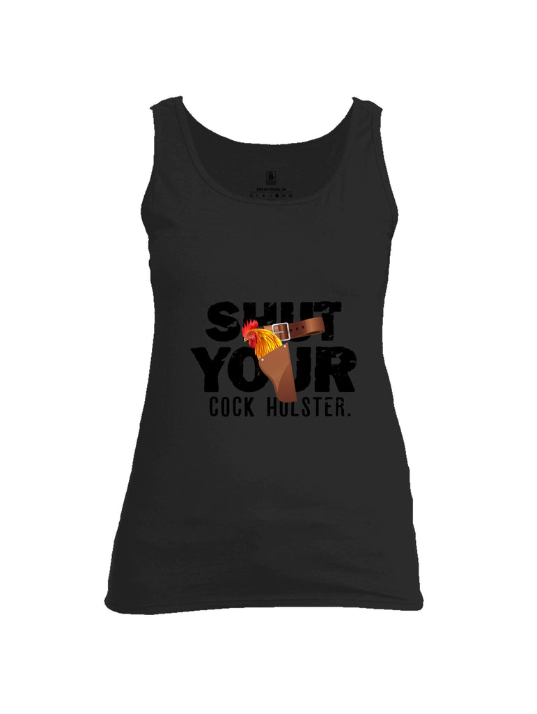 Battleraddle Shut Your Cock Holster Black Sleeves Women Cotton Cotton Tank Top
