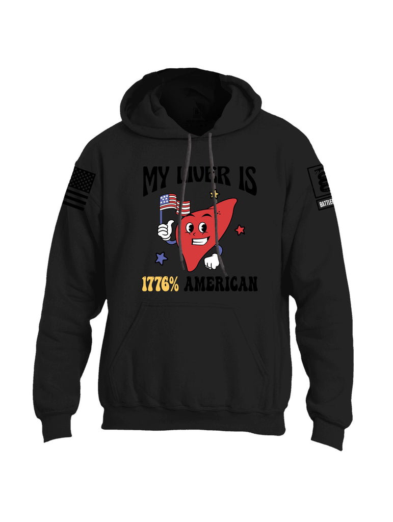 Battleraddle My Liver Is 1776 American  Black Sleeves Uni Cotton Blended Hoodie With Pockets