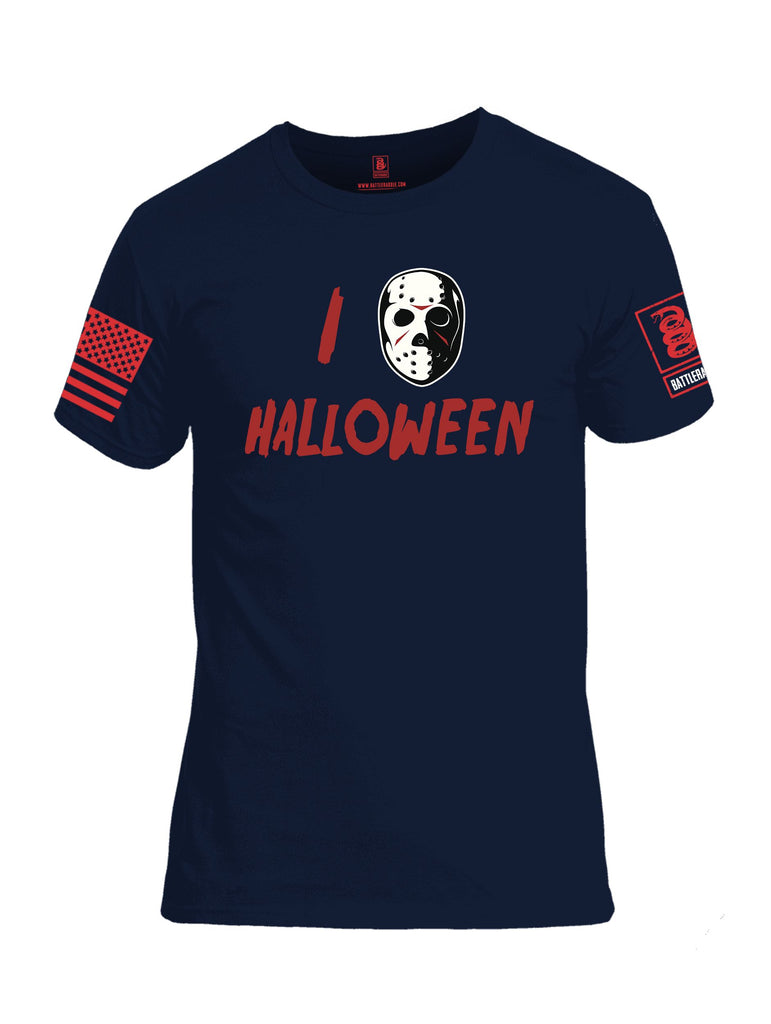 Battleraddle I Love Halloween  Red Sleeves Men Cotton Crew Neck T-Shirt