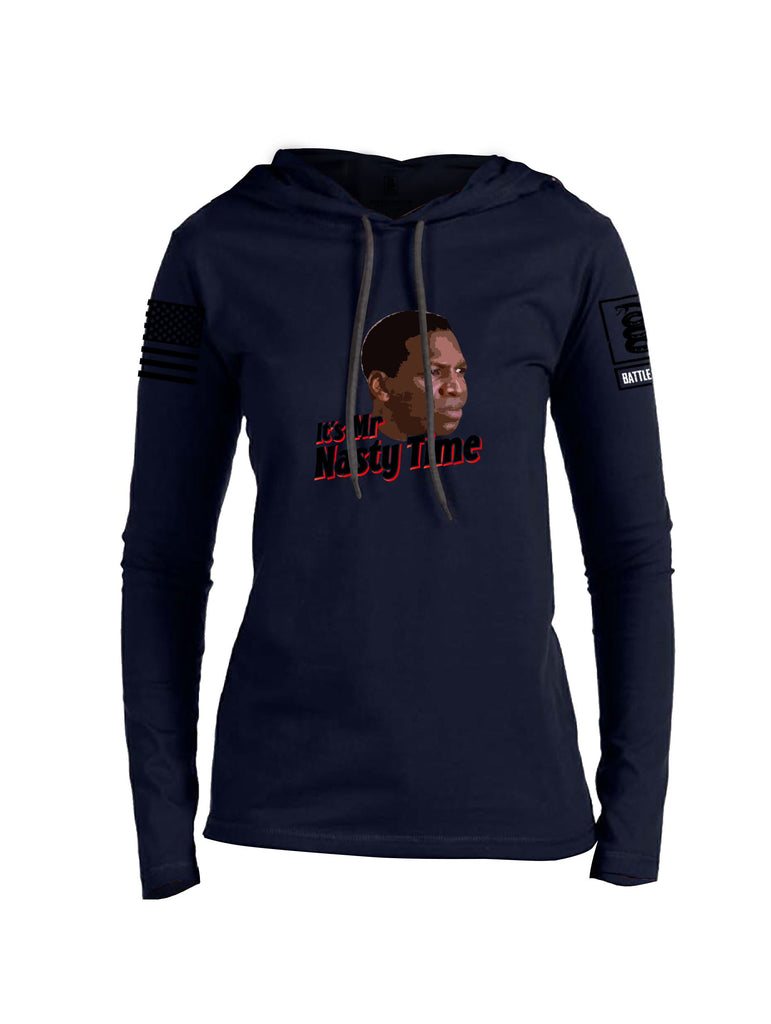 Battleraddle Its Mr Nasty Time Black Sleeves Women Cotton Thin Cotton Lightweight Hoodie