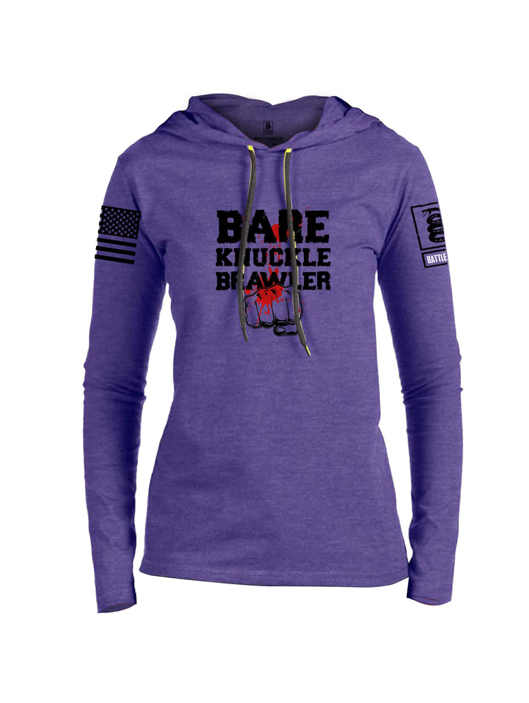 Battleraddle Bare Knuckle Brawler  Black Sleeves Women Cotton Thin Cotton Lightweight Hoodie