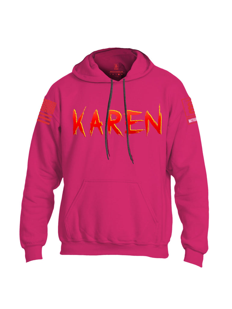 Battleraddle Karen  Red Sleeves Uni Cotton Blended Hoodie With Pockets