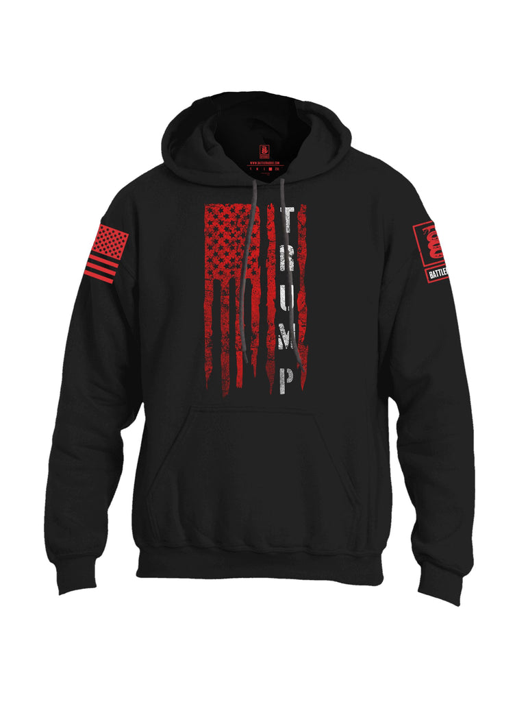 Battleraddle Trump Flag Red Sleeves Uni Cotton Blended Hoodie With Pockets