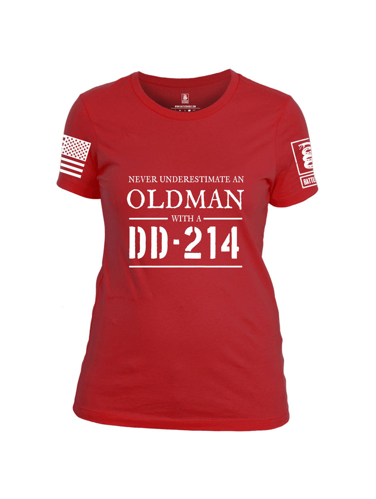 Battleraddle Never Underestimate An Old Man And A Dd214 White Sleeves Women Cotton Crew Neck T-Shirt