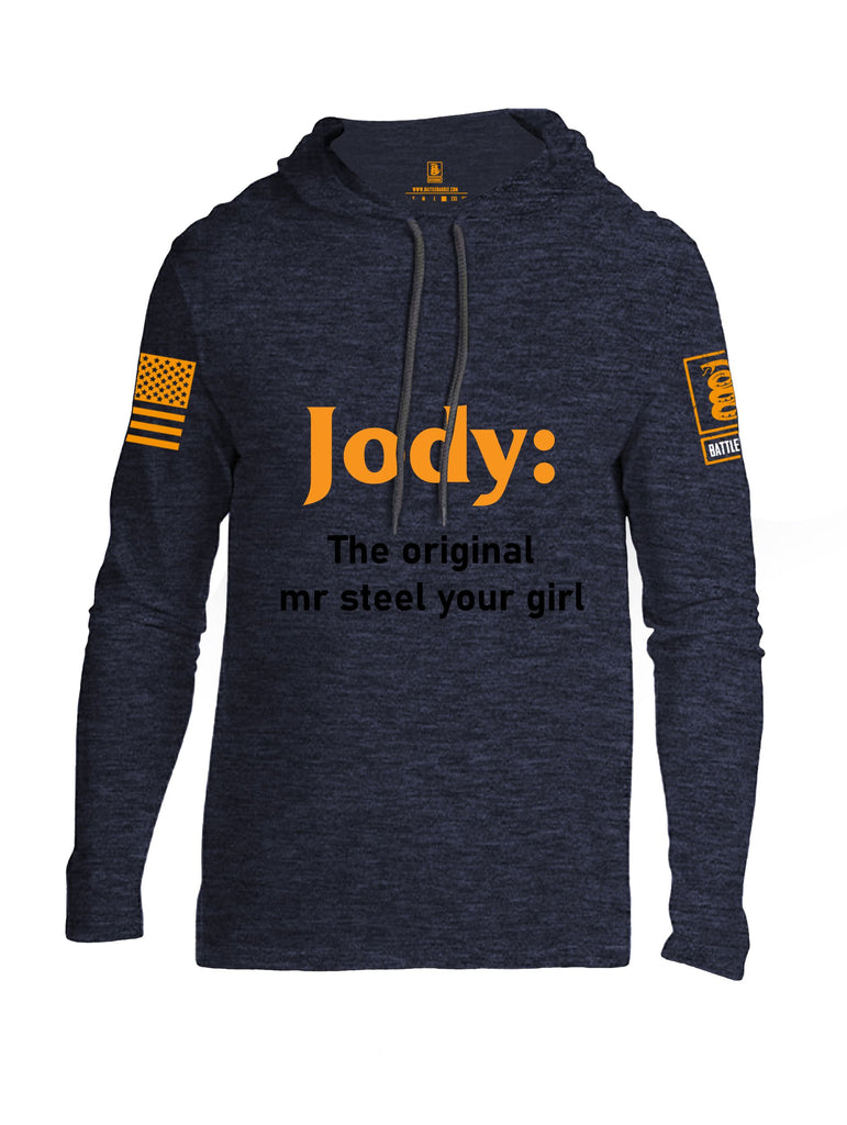 Battleraddle Jody The Original Mr Steel Your Girl Orange Sleeves Men Cotton Thin Cotton Lightweight Hoodie