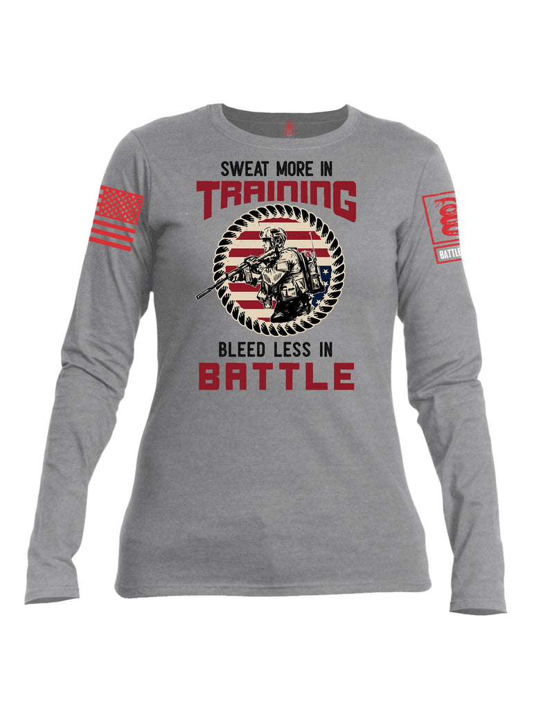 Battleraddle Sweat More In Training  Red Sleeves Women Cotton Crew Neck Long Sleeve T Shirt