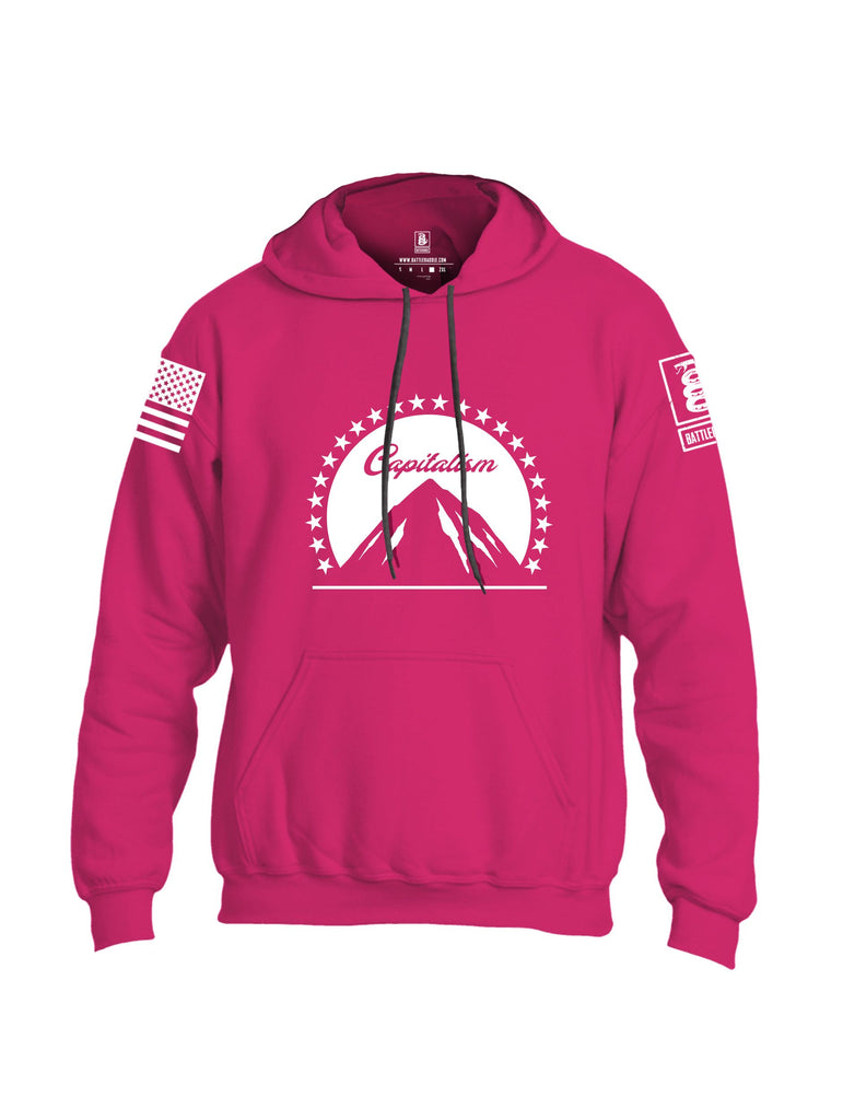 Battleraddle Capitalism White Sleeves Uni Cotton Blended Hoodie With Pockets