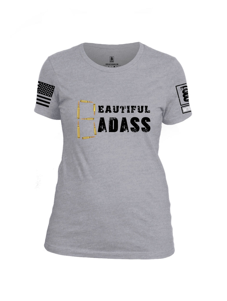Battleraddle Beautiful Badass Black Sleeves Women Cotton Crew Neck T-Shirt