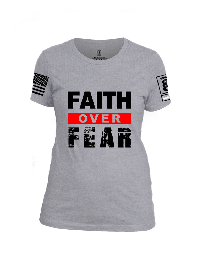 Battleraddle Faith Over Fear Black Sleeves Women Cotton Crew Neck T-Shirt