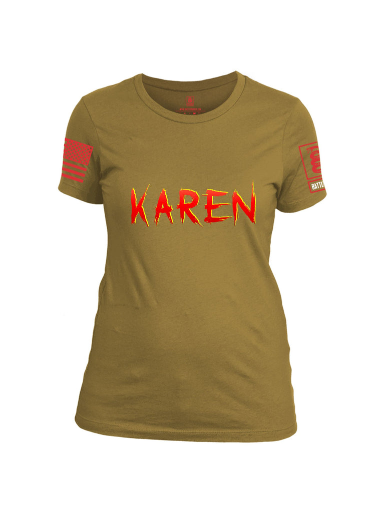 Battleraddle Karen  Red Sleeves Women Cotton Crew Neck T-Shirt