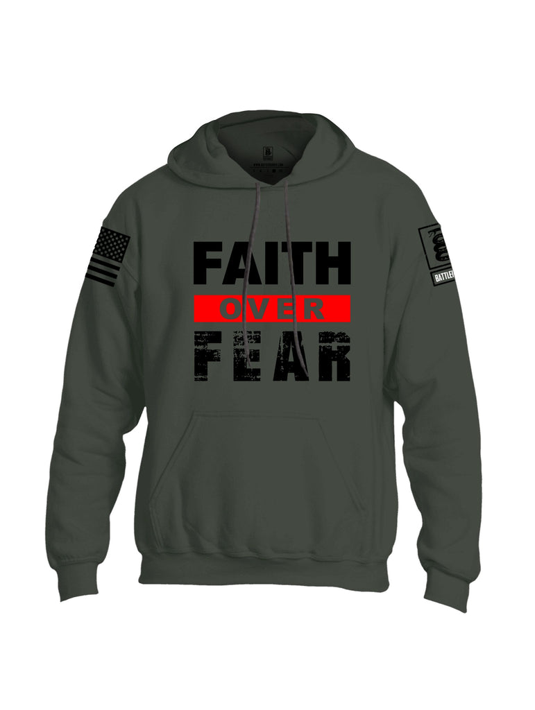 Battleraddle Faith Over Fear Black Sleeves Uni Cotton Blended Hoodie With Pockets