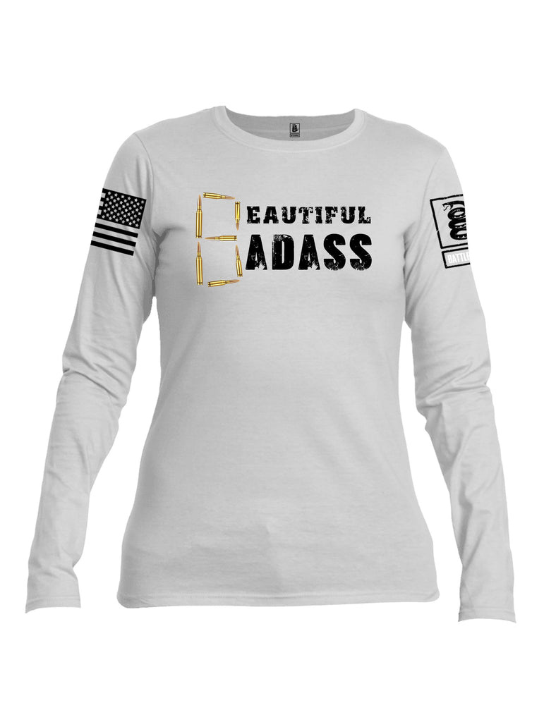 Battleraddle Beautiful Badass Black Sleeves Women Cotton Crew Neck Long Sleeve T Shirt