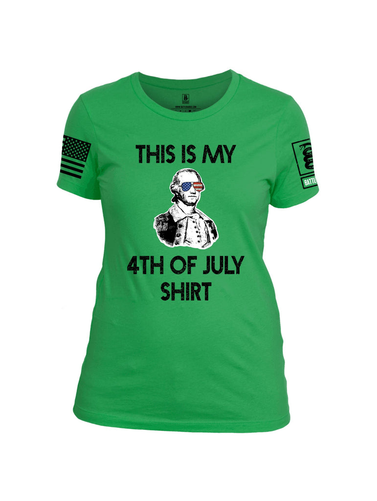 Battleraddle This Is My 4Th Of July Shirt  Black Sleeves Women Cotton Crew Neck T-Shirt