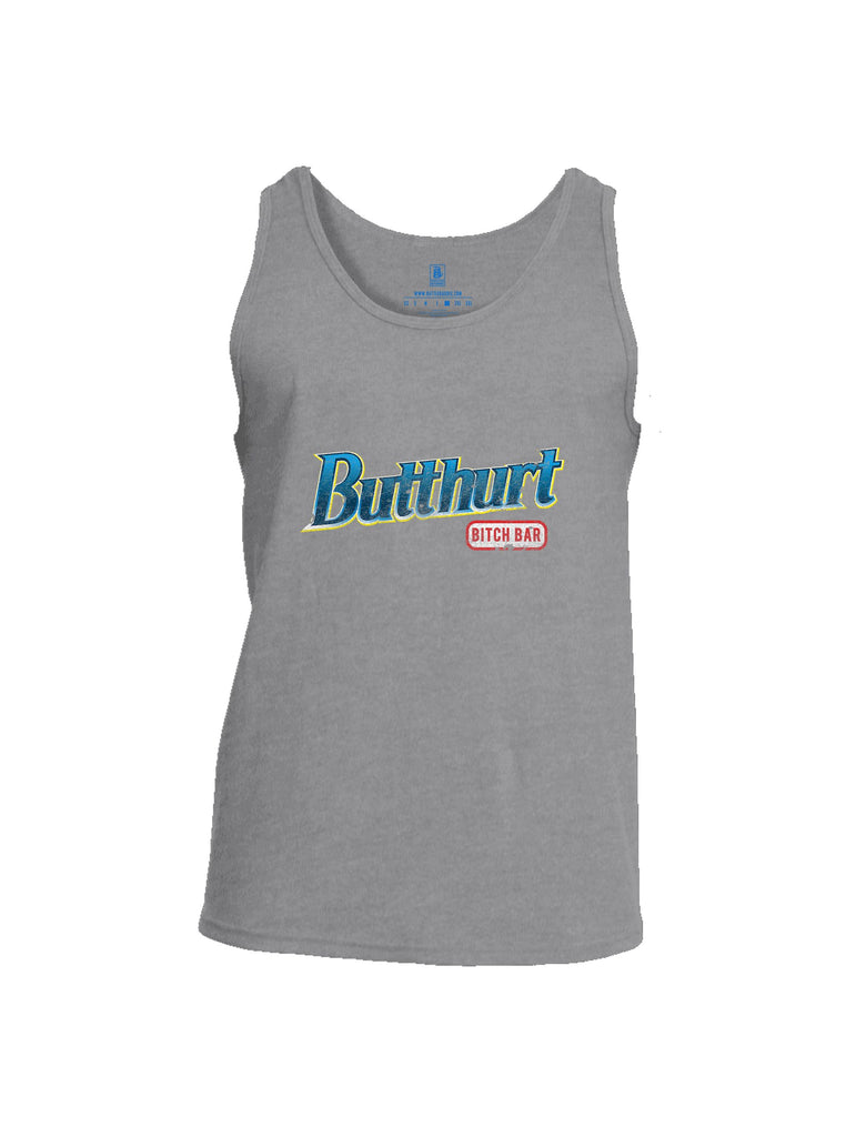 Battleraddle Butthurt Bitch Bar  Mid Blue Sleeves Men Cotton Cotton Tank Top