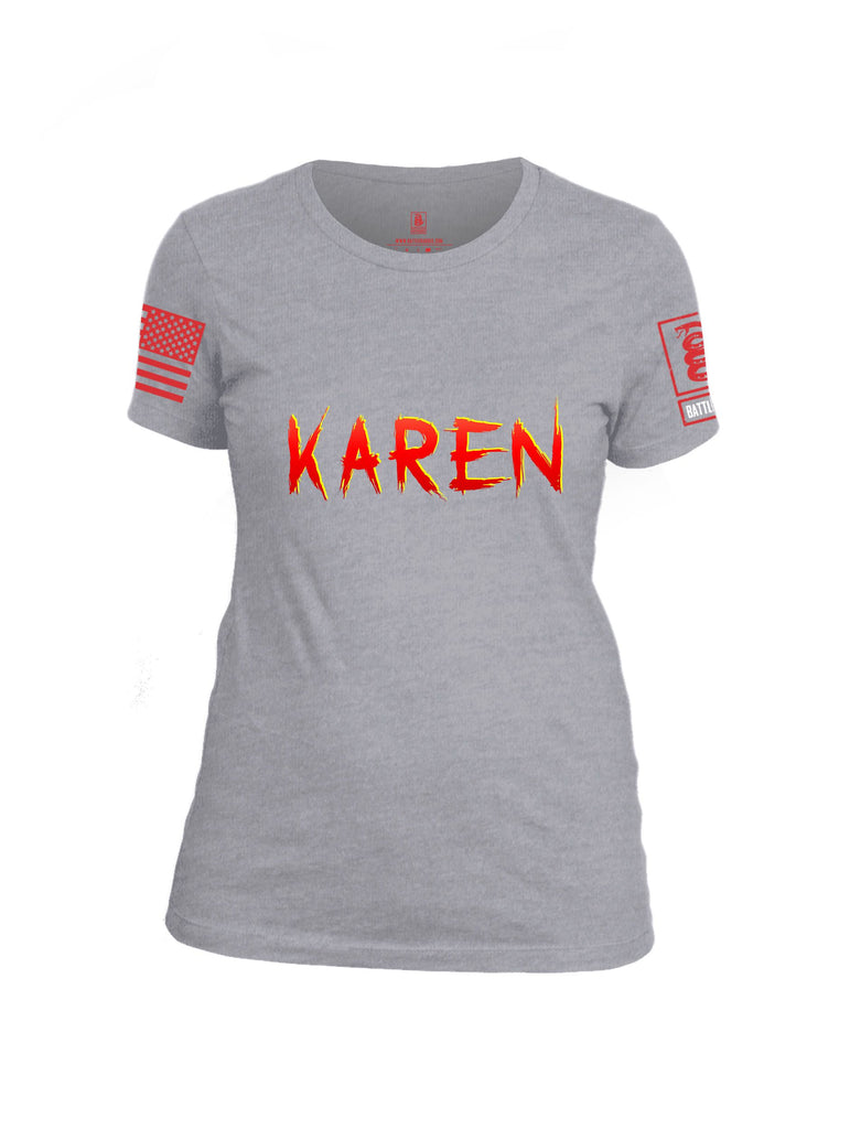 Battleraddle Karen  Red Sleeves Women Cotton Crew Neck T-Shirt