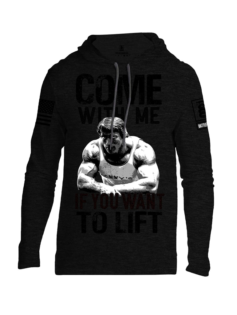 Battleraddle Come With Me If You Want To Lift  Black Sleeves Men Cotton Thin Cotton Lightweight Hoodie