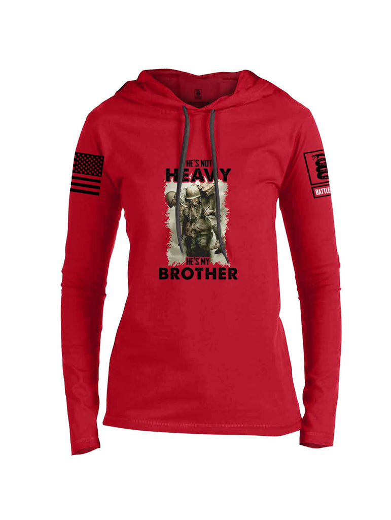 Battleraddle He'S Not Heavy He'S My Brother Black Sleeves Women Cotton Thin Cotton Lightweight Hoodie