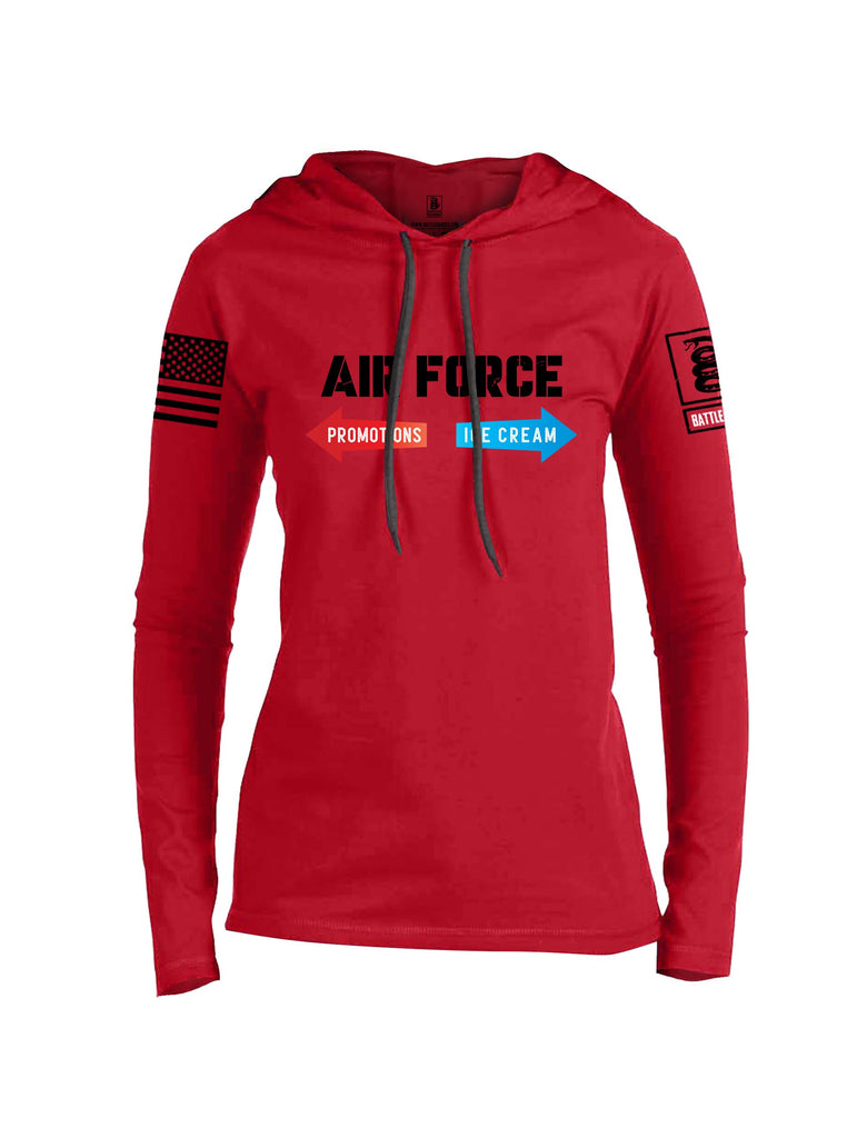 Battleraddle Air Force Promotions Ice Cream Black Sleeves Women Cotton Thin Cotton Lightweight Hoodie