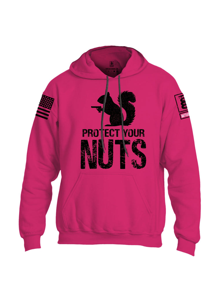 Battleraddle Protect Your Nuts  Black Sleeves Uni Cotton Blended Hoodie With Pockets