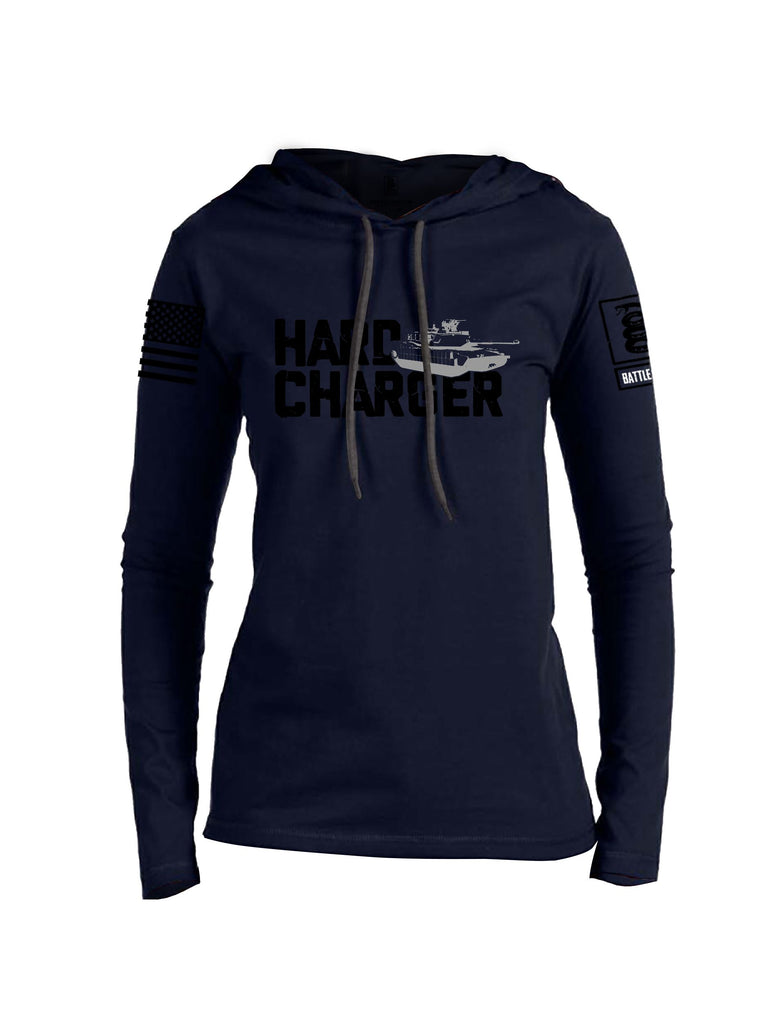 Battleraddle Hard Charger Black Sleeves Women Cotton Thin Cotton Lightweight Hoodie