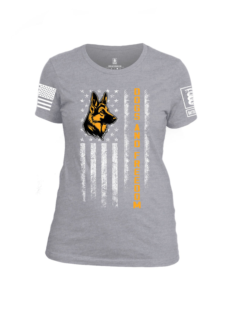 Battleraddle Dogs And Freedom White Sleeves Women Cotton Crew Neck T-Shirt