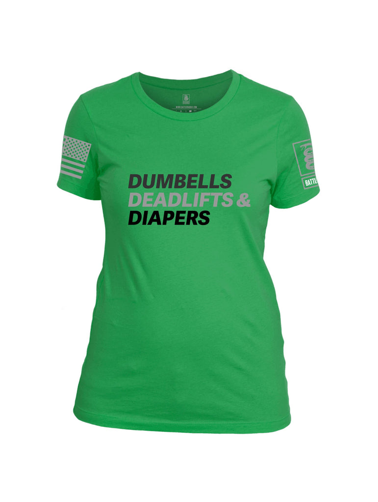 Battleraddle Dumbells Deadlifts & Diapers Grey Sleeves Women Cotton Crew Neck T-Shirt