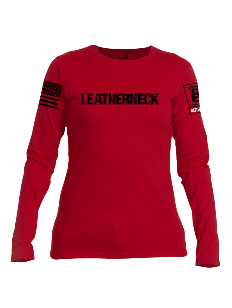 Battleraddle Leatherneck Black Sleeves Women Cotton Crew Neck Long Sleeve T Shirt