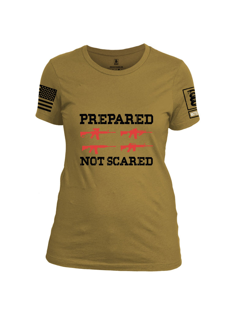 Battleraddle Prepared Not Scared Black Sleeves Women Cotton Crew Neck T-Shirt