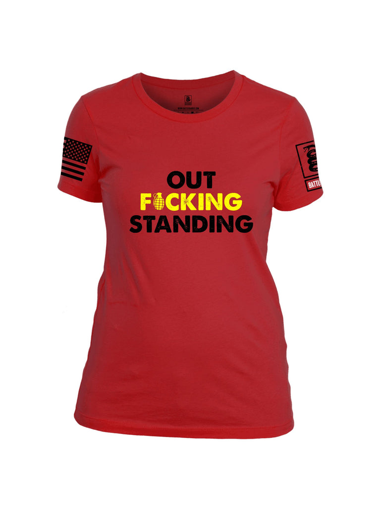 Battleraddle Out Fucking Standing Black Sleeves Women Cotton Crew Neck T-Shirt