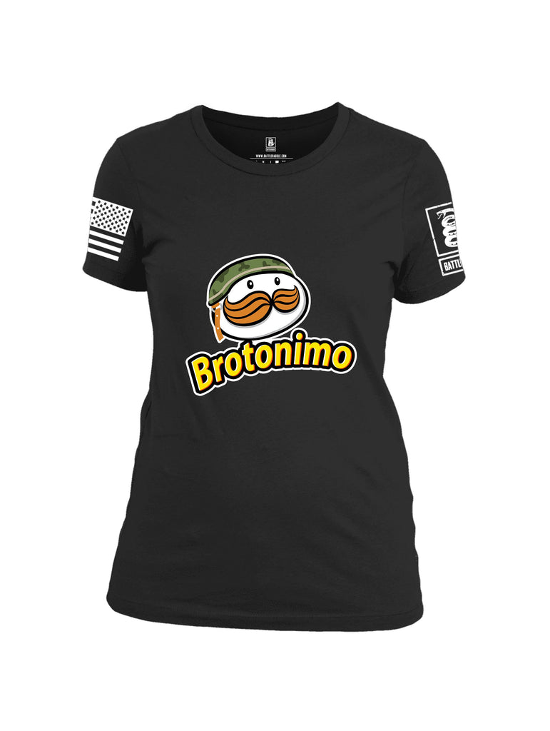 Battleraddle Brotonimo White Sleeves Women Cotton Crew Neck T-Shirt