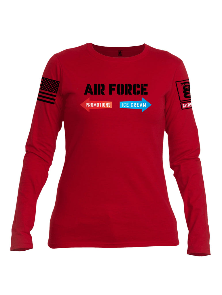 Battleraddle Air Force Promotions Ice Cream Black Sleeves Women Cotton Crew Neck Long Sleeve T Shirt