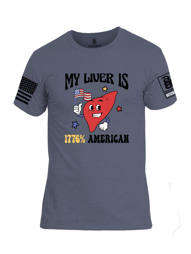 Battleraddle My Liver Is 1776 American  Black Sleeves Men Cotton Crew Neck T-Shirt