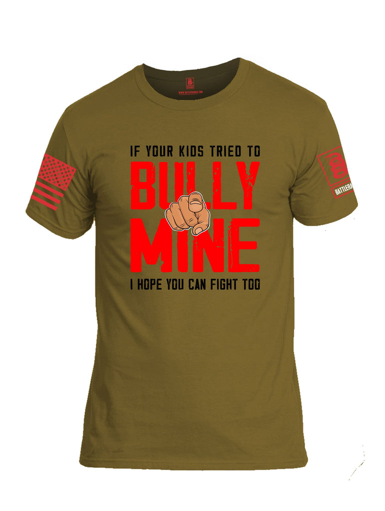 Battleraddle If Your Kids Tried To Bully Mine  Red Sleeves Men Cotton Crew Neck T-Shirt
