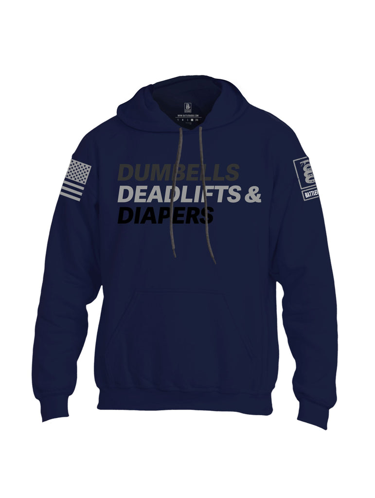 Battleraddle Dumbells Deadlifts & Diapers Grey Sleeves Uni Cotton Blended Hoodie With Pockets