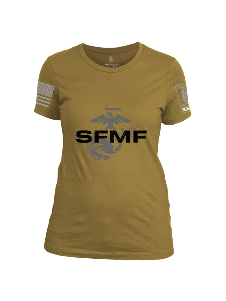 Battleraddle Sfmf Marine Grey Sleeves Women Cotton Crew Neck T-Shirt